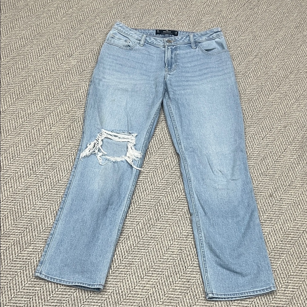 Hollister Light Blue Distressed Straight Leg Jeans